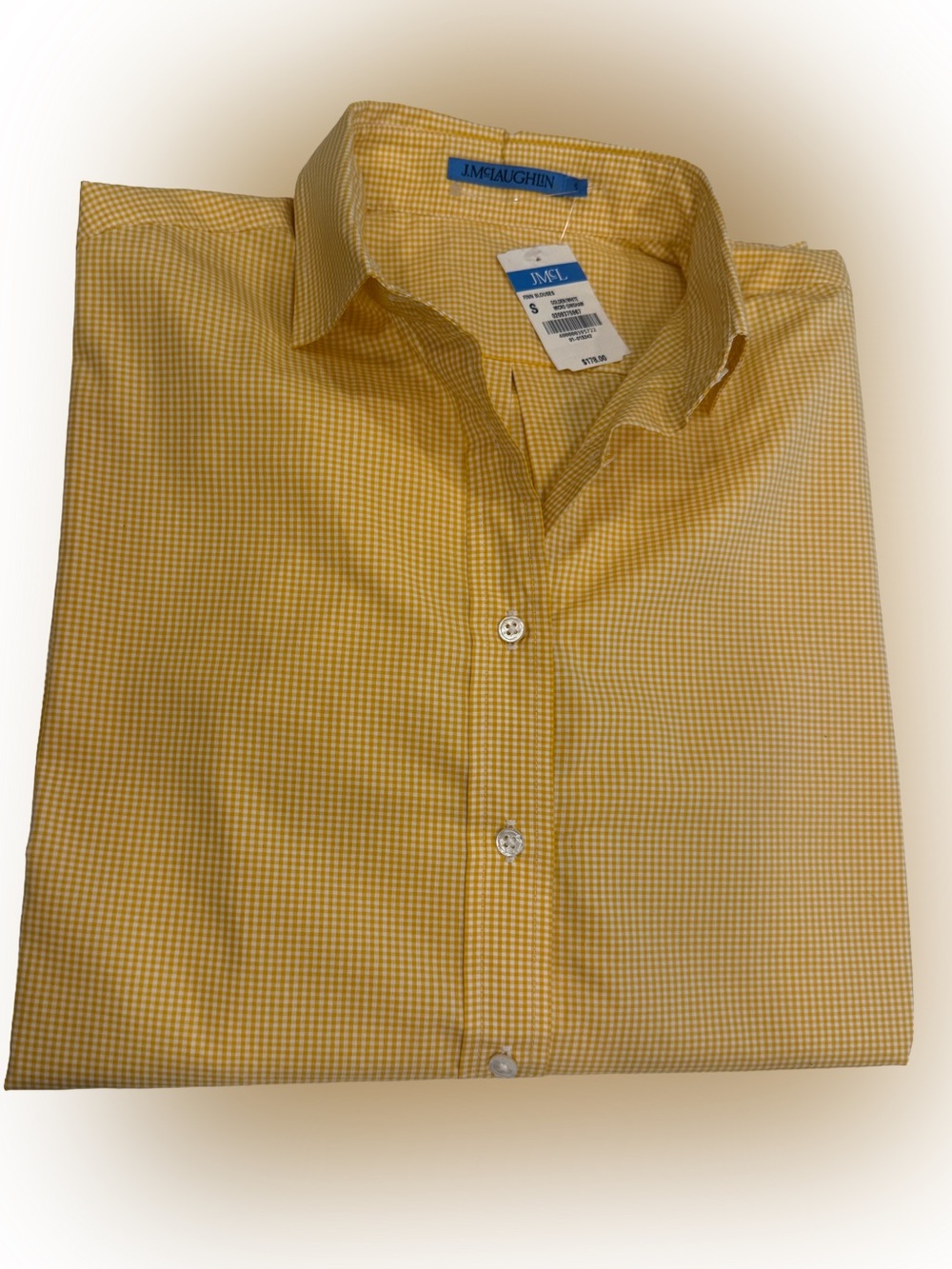 J. McLaughlin Women's Size Yellow/white Micro Check Button Up Shirt Sz S NWT